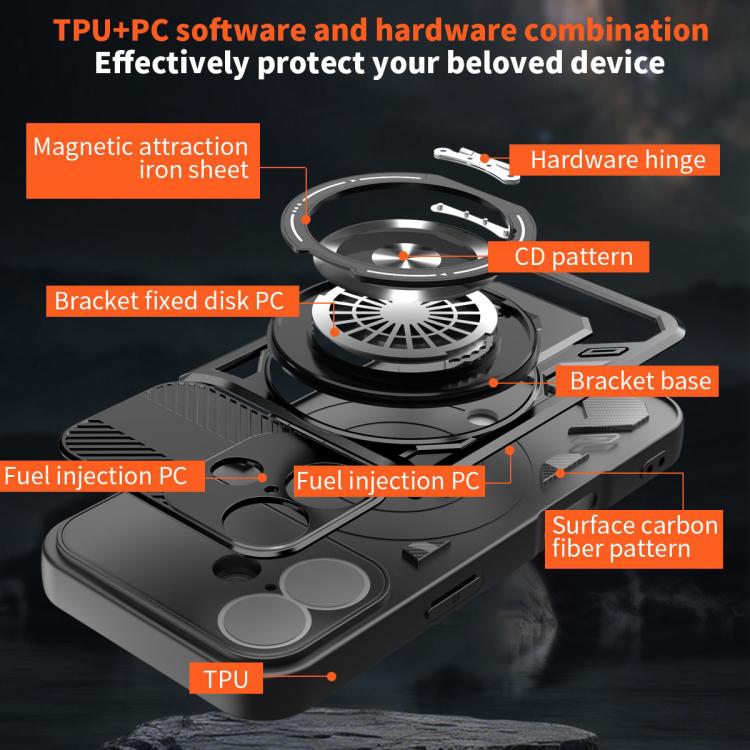 For iPhone 17 Armor Rotating Holder MagSafe Phone Case(Grey) - iPhone 17 Cases by buy2fix | Online Shopping UK | buy2fix