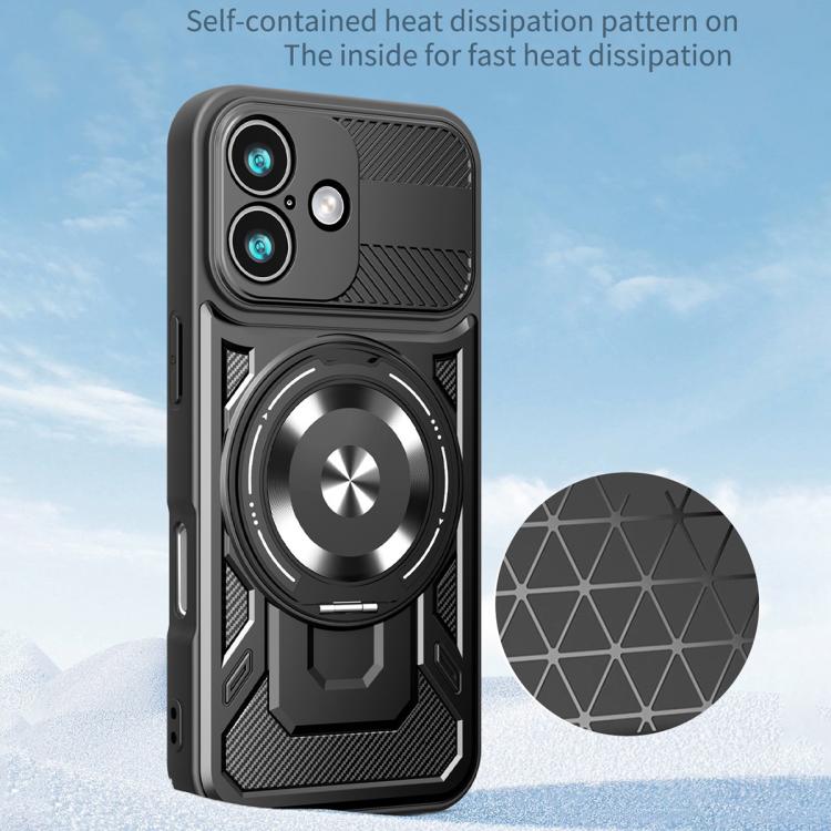 For iPhone 17 Armor Rotating Holder MagSafe Phone Case(Grey) - iPhone 17 Cases by buy2fix | Online Shopping UK | buy2fix