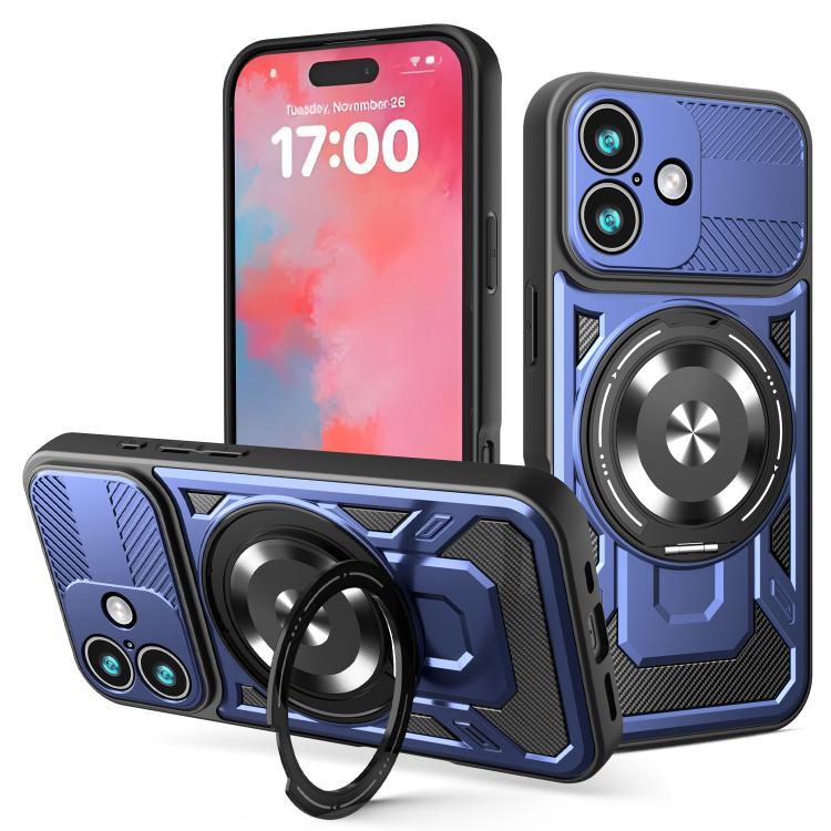 For iPhone 17 Armor Rotating Holder MagSafe Phone Case(Blue) - iPhone 17 Cases by buy2fix | Online Shopping UK | buy2fix