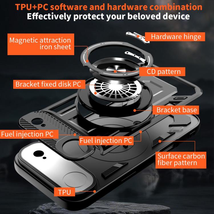 For iPhone Air Armor Rotating Holder MagSafe Phone Case(Black) - iPhone Air Cases by buy2fix | Online Shopping UK | buy2fix