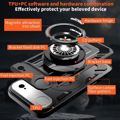 For iPhone Air Armor Rotating Holder MagSafe Phone Case(Black) - iPhone Air Cases by buy2fix | Online Shopping UK | buy2fix