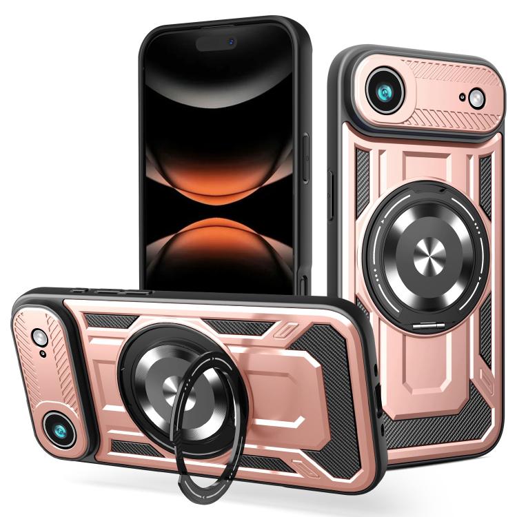 For iPhone Air Armor Rotating Holder MagSafe Phone Case(Rose Gold) - iPhone Air Cases by buy2fix | Online Shopping UK | buy2fix