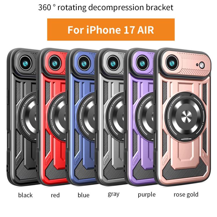 For iPhone Air Armor Rotating Holder MagSafe Phone Case(Rose Gold) - iPhone Air Cases by buy2fix | Online Shopping UK | buy2fix