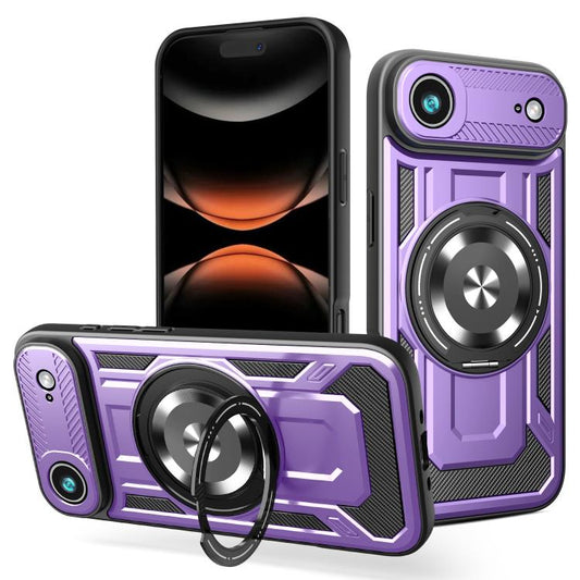 For iPhone Air Armor Rotating Holder MagSafe Phone Case(Purple) - iPhone Air Cases by buy2fix | Online Shopping UK | buy2fix