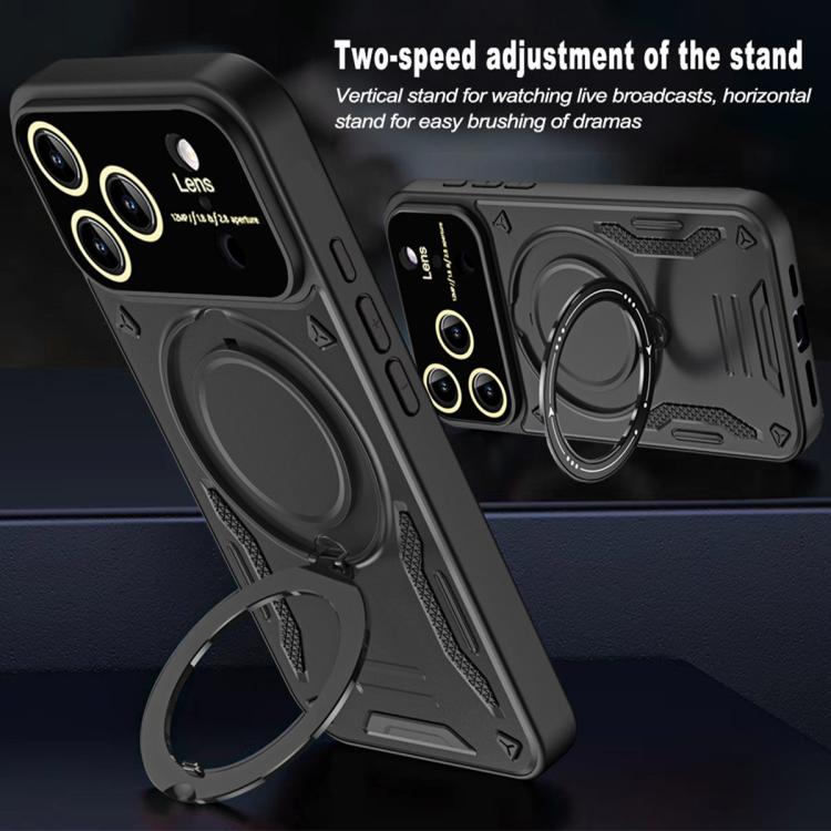 For iPhone 17 Pro Max Large Window MagSafe Holder Phone Case(Black) - iPhone 17 Pro Max Cases by buy2fix | Online Shopping UK | buy2fix