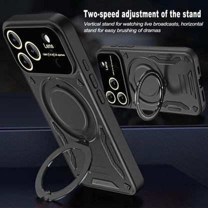 For iPhone 17 Pro Max Large Window MagSafe Holder Phone Case(Black) - iPhone 17 Pro Max Cases by buy2fix | Online Shopping UK | buy2fix