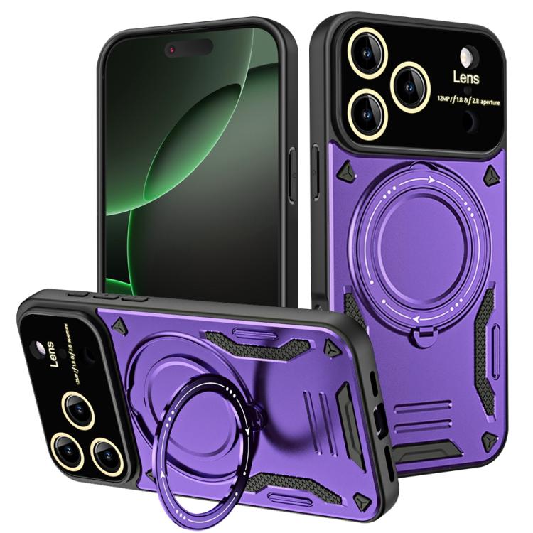 For iPhone 17 Pro Large Window MagSafe Holder Phone Case(Purple) - iPhone 17 Pro Cases by buy2fix | Online Shopping UK | buy2fix