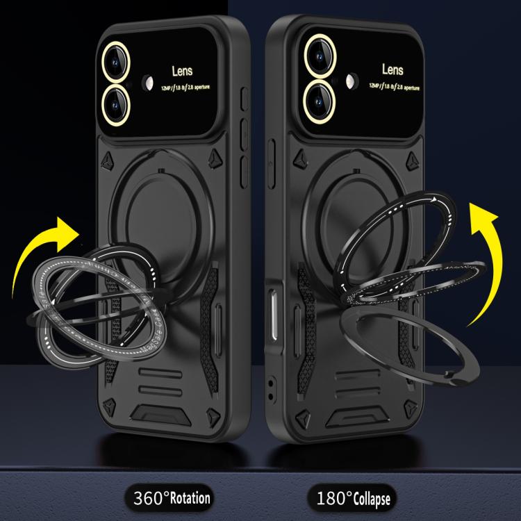 For iPhone 17 Large Window MagSafe Holder Phone Case(Black) - iPhone 17 Cases by buy2fix | Online Shopping UK | buy2fix