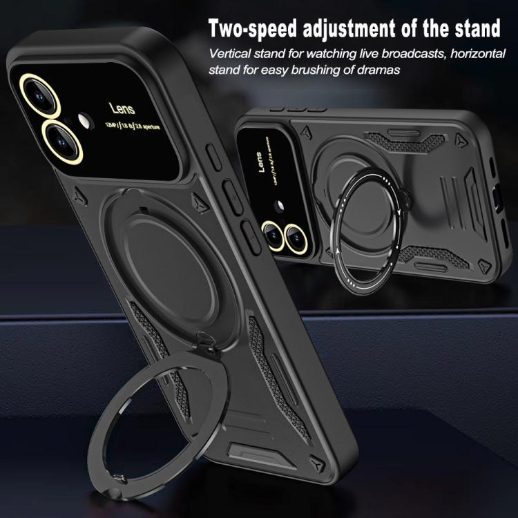 For iPhone 17 Large Window MagSafe Holder Phone Case(Black) - iPhone 17 Cases by buy2fix | Online Shopping UK | buy2fix