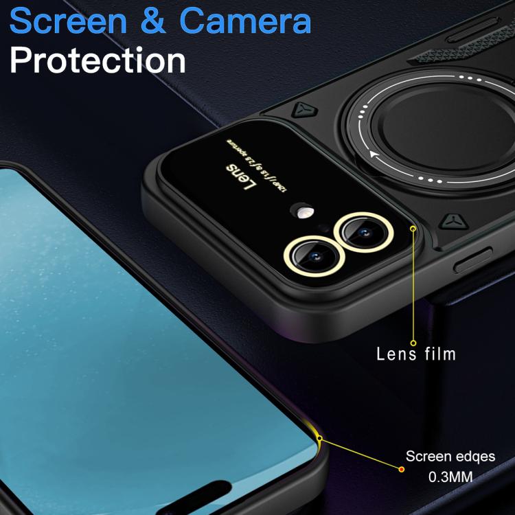 For iPhone 17 Large Window MagSafe Holder Phone Case(Black) - iPhone 17 Cases by buy2fix | Online Shopping UK | buy2fix