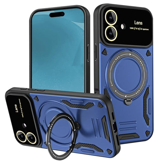 For iPhone 17 Large Window MagSafe Holder Phone Case(Blue) - iPhone 17 Cases by buy2fix | Online Shopping UK | buy2fix