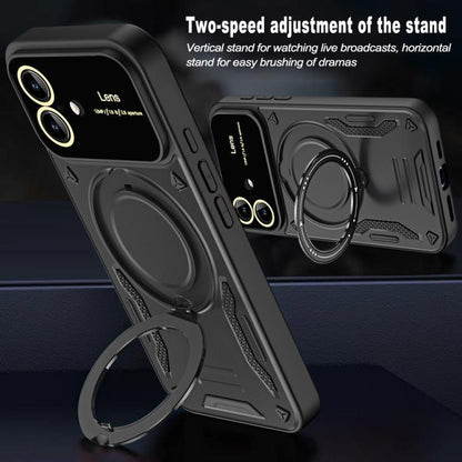 For iPhone 17 Large Window MagSafe Holder Phone Case(Blue) - iPhone 17 Cases by buy2fix | Online Shopping UK | buy2fix