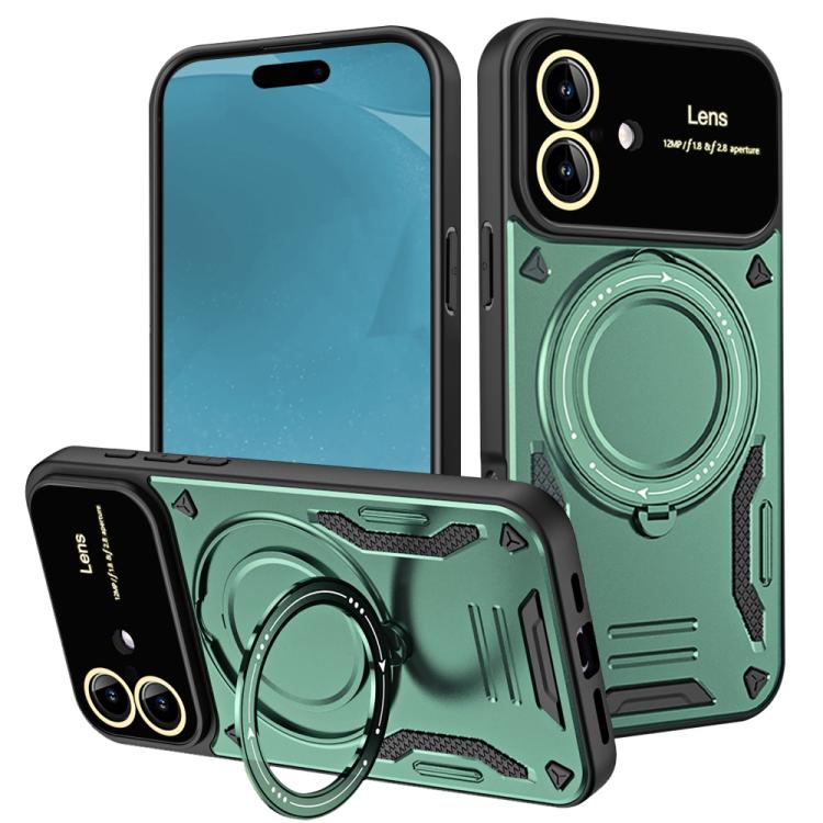 For iPhone 17 Large Window MagSafe Holder Phone Case(Green) - iPhone 17 Cases by buy2fix | Online Shopping UK | buy2fix