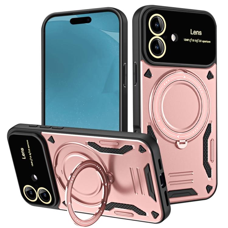 For iPhone 17 Large Window MagSafe Holder Phone Case(Rose Gold) - iPhone 17 Cases by buy2fix | Online Shopping UK | buy2fix