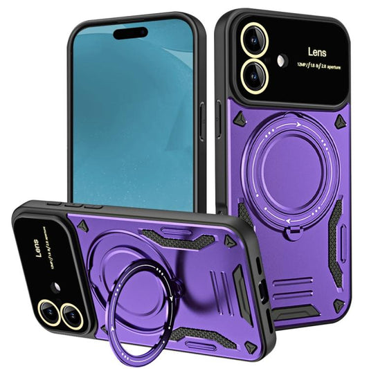 For iPhone 17 Large Window MagSafe Holder Phone Case(Purple) - iPhone 17 Cases by buy2fix | Online Shopping UK | buy2fix