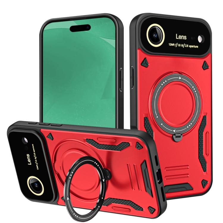 For iPhone Air Large Window MagSafe Holder Phone Case(Red) - iPhone Air Cases by buy2fix | Online Shopping UK | buy2fix