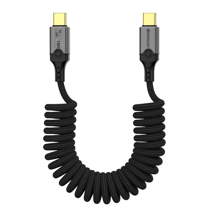 DOONJIEY DJUSB510GR 80Gbps Type-C 16K HD Projection Spring Conversion Cable(Black) - Cable & Adapters by buy2fix | Online Shopping UK | buy2fix