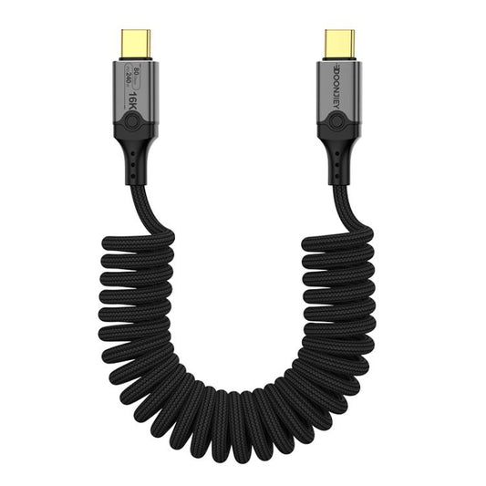 DOONJIEY DJUSB510GR 80Gbps Type-C 16K HD Projection Spring Conversion Cable(Black) - Cable & Adapters by buy2fix | Online Shopping UK | buy2fix