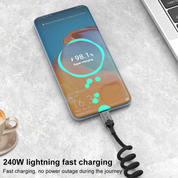 DOONJIEY DJUSB510GR 80Gbps Type-C 16K HD Projection Spring Conversion Cable(Black) - Cable & Adapters by buy2fix | Online Shopping UK | buy2fix