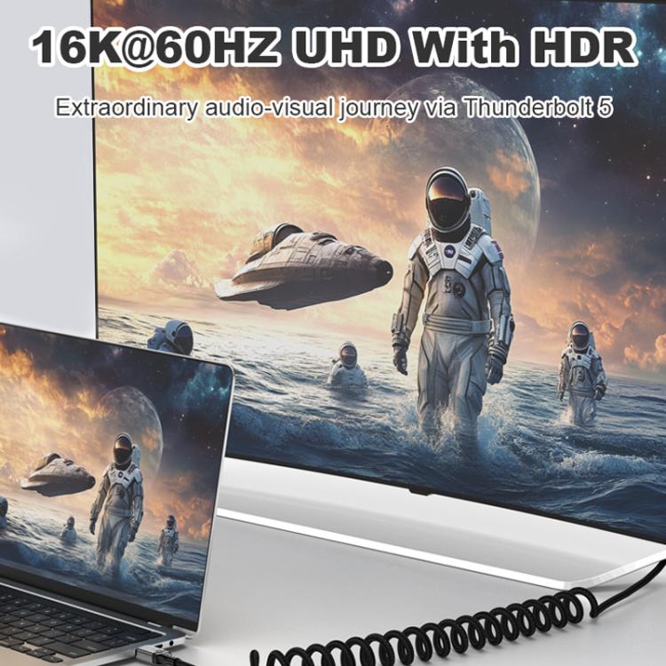 DOONJIEY DJUSB510GR 80Gbps Type-C 16K HD Projection Spring Conversion Cable(Black) - Cable & Adapters by buy2fix | Online Shopping UK | buy2fix