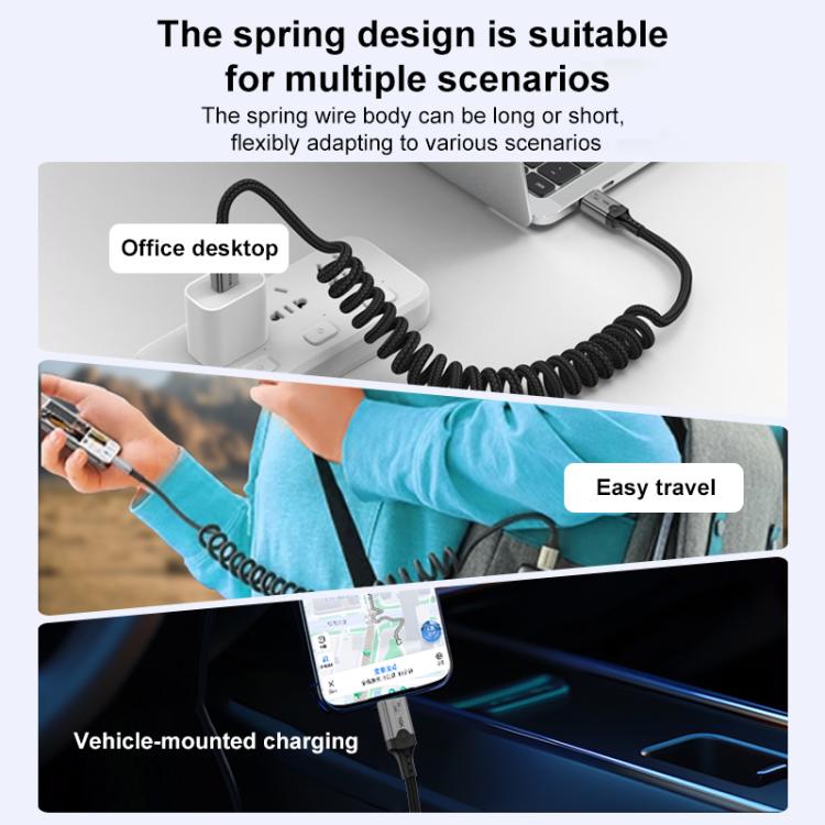 DOONJIEY DJUSB510GR 80Gbps Type-C 16K HD Projection Spring Conversion Cable(Black) - Cable & Adapters by buy2fix | Online Shopping UK | buy2fix