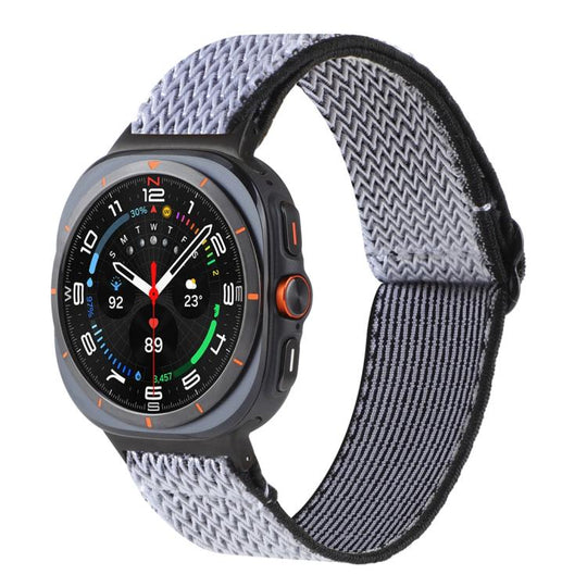For Galaxy Watch9 / 8 / 8 Classic Wave Pattern Nylon Braided Watch Band(White Black)