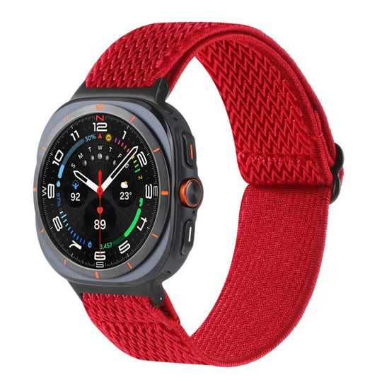 For Galaxy Watch9 / 8 / 8 Classic Wave Pattern Nylon Braided Watch Band(Red)