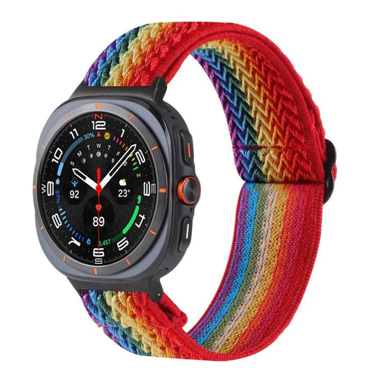 For Galaxy Watch9 / 8 / 8 Classic Wave Pattern Nylon Braided Watch Band(Rainbow)