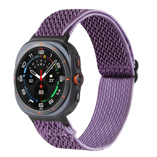For Galaxy Watch9 / 8 / 8 Classic Wave Pattern Nylon Braided Watch Band(Lilac)