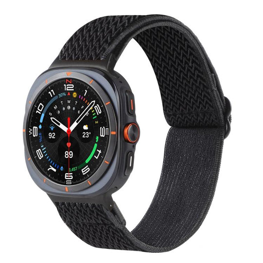 For Galaxy Watch9 / 8 / 8 Classic Wave Pattern Nylon Braided Watch Band(Black)