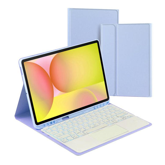 For Samsung Galaxy Tab S10 FE+ PST-X620 Touchpad Backlight Bluetooth Keyboard Leather Tablet Case(Purple)