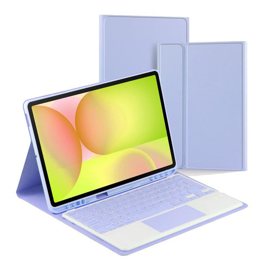 For Samsung Galaxy Tab S10 FE+ PSC-X620 Touchpad Bluetooth Keyboard Leather Tablet Case(Purple)