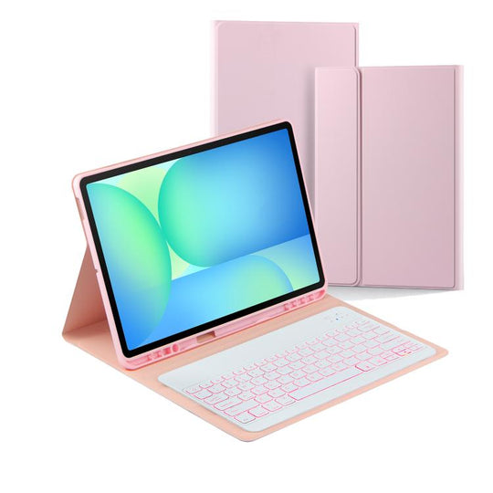 For Samsung Galaxy Tab S10 FE+ PSD-X620 Backlight Bluetooth Keyboard Leather Tablet Case(Pink)