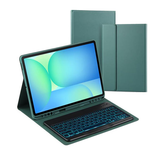 For Samsung Galaxy Tab S10 FE+ PSD-X620 Backlight Bluetooth Keyboard Leather Tablet Case(Dark Green)