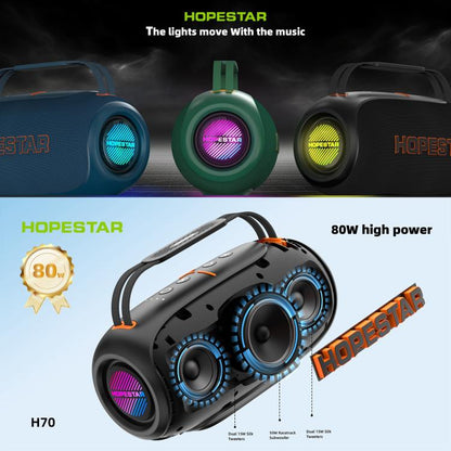 HOPESTAR H70 80W Outdoor Portable IPX5 Waterproof Bluetooth Speaker(Dark Green) - Waterproof Speaker by HOPESTAR | Online Shopping UK | buy2fix