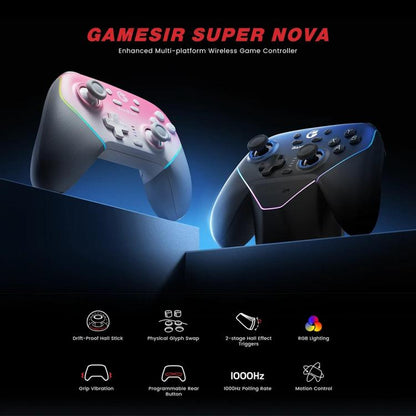 GameSir Super Nova T4 Nova Pro Tri-Mode Wireless Game Controller for PC / Steam / Switch / iOS / Android(Blue) - Controller Gamepad by GameSir | Online Shopping UK | buy2fix