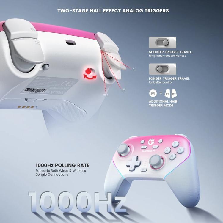 GameSir Super Nova T4 Nova Pro Tri-Mode Wireless Game Controller for PC / Steam / Switch / iOS / Android(Pink) - Controller Gamepad by GameSir | Online Shopping UK | buy2fix