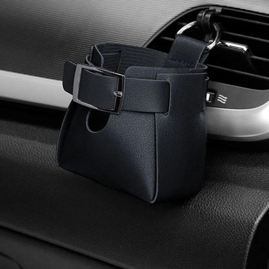 Car Air Vent PU Leather Storage Hanging Bag(Black) - Stowing Tidying by buy2fix | Online Shopping UK | buy2fix