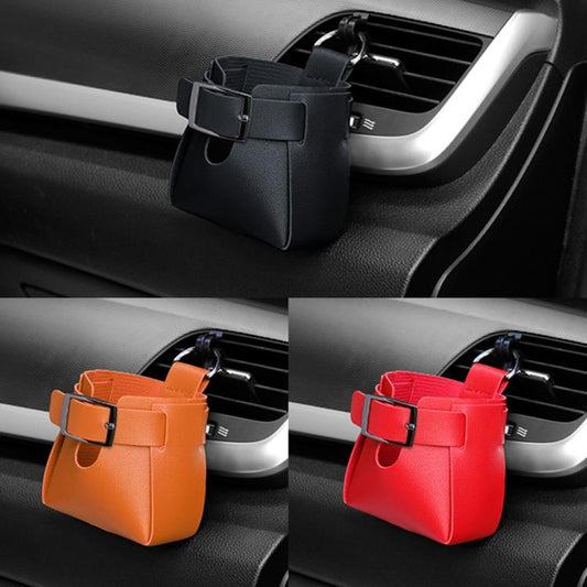 Car Air Vent PU Leather Storage Hanging Bag(Brown) - Stowing Tidying by buy2fix | Online Shopping UK | buy2fix