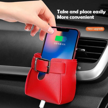 Car Air Vent PU Leather Storage Hanging Bag(Black) - Stowing Tidying by buy2fix | Online Shopping UK | buy2fix