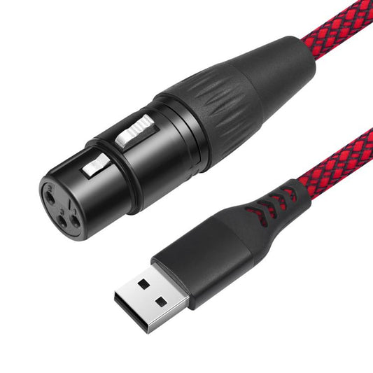 USB-A to XLR Female Audio Recording Cable for Dynamic Microphone, Length:1m(Black Red) - Microphone Audio Cable & Connector by buy2fix | Online Shopping UK | buy2fix