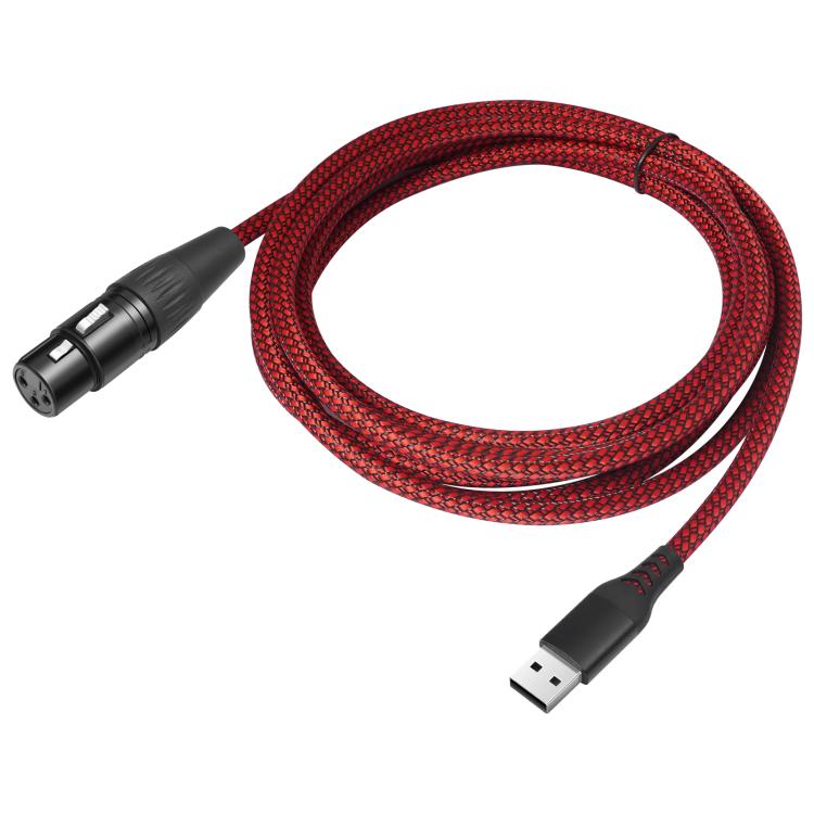 USB-A to XLR Female Audio Recording Cable for Dynamic Microphone, Length:2m(Black Red) - Microphone Audio Cable & Connector by buy2fix | Online Shopping UK | buy2fix
