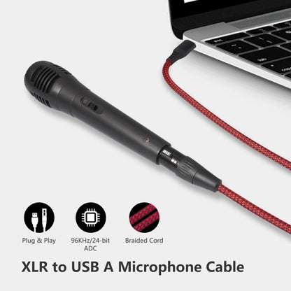 USB-A to XLR Female Audio Recording Cable for Dynamic Microphone, Length:2m(Black Red) - Microphone Audio Cable & Connector by buy2fix | Online Shopping UK | buy2fix