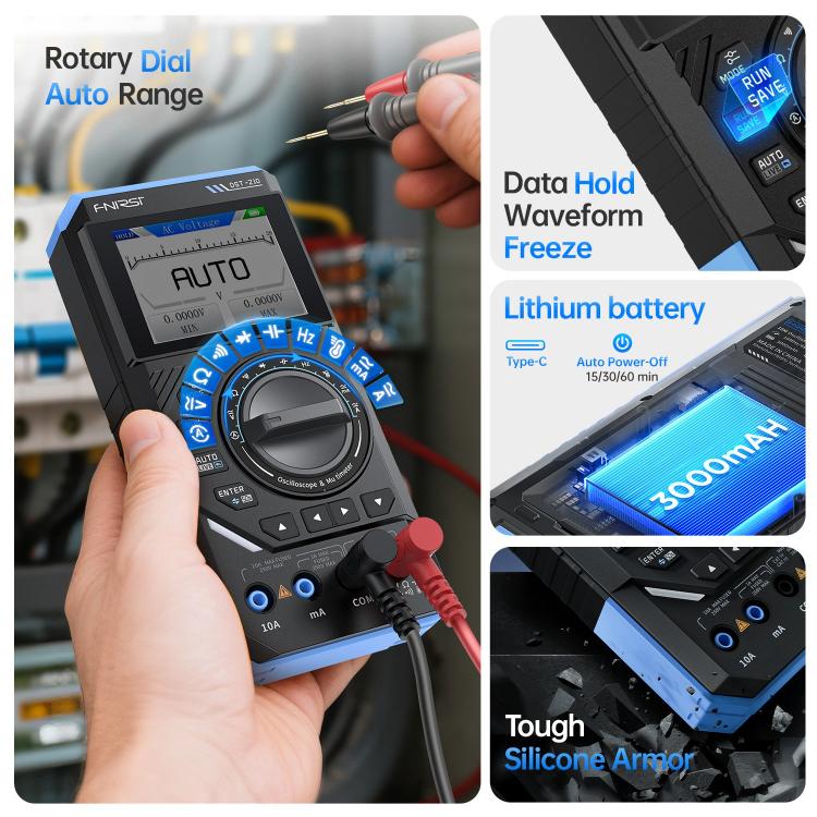 FNIRSI DST201 3 in 1 Digital Multimeter Oscilloscope(Black Blue) - Digital Multimeter by FNIRSI | Online Shopping UK | buy2fix