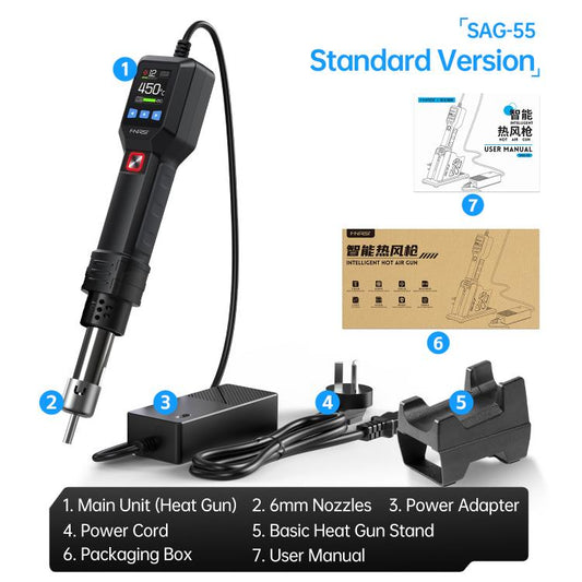 FNIRSI SAG-55 550W High Temperature Portable Micro Hot Air Gun, Type:Standard Ordinary Base(EU Plug) - Electric Soldering Iron by FNIRSI | Online Shopping UK | buy2fix
