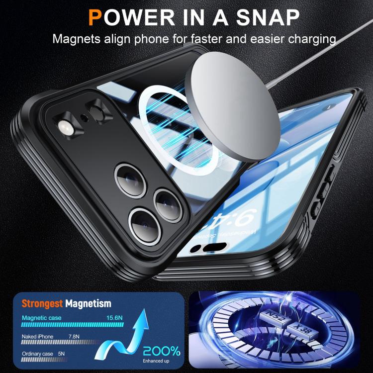 For iPhone 17 Pro Life Waterproof MagSafe Magnetic Rugged Phone Case(Black) - iPhone 17 Pro Cases by buy2fix | Online Shopping UK | buy2fix