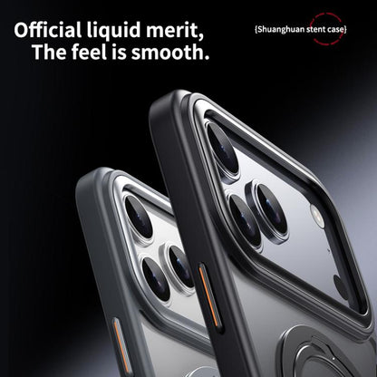 For iPhone 17 Pro Double Ring MagSafe Magnetic Holder Phone Case(Matte Blue) - iPhone 17 Pro Cases by buy2fix | Online Shopping UK | buy2fix