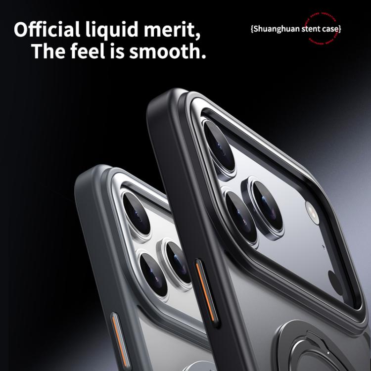 For iPhone 17 Pro Double Ring MagSafe Magnetic Holder Phone Case(Transparent) - iPhone 17 Pro Cases by buy2fix | Online Shopping UK | buy2fix