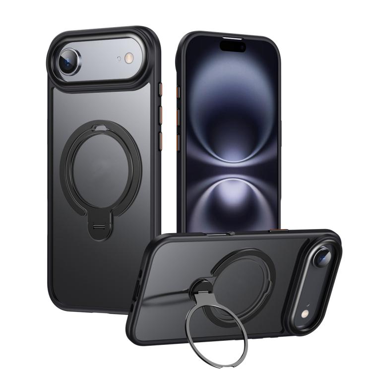 For iPhone Air Double Ring MagSafe Magnetic Holder Phone Case(Matte Black) - iPhone Air Cases by buy2fix | Online Shopping UK | buy2fix