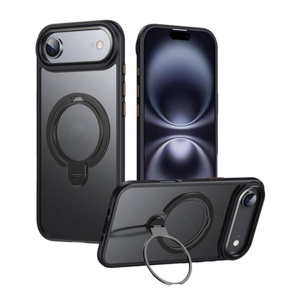 For iPhone Air Double Ring MagSafe Magnetic Holder Phone Case(Matte Black) - iPhone Air Cases by buy2fix | Online Shopping UK | buy2fix